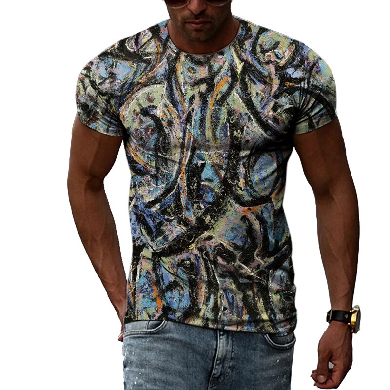 Zomer Mode 3D Graffiti Hip Hop Mannen T-shirt Trendly Toevallige Persoonlijkheid Afdrukken Tees Harajuku Straat O-hals Korte Mouwen Tops Zomer Mode 3D Graffiti Hip Hop Mannen T-shirt Trendly Toevallige Persoonlijkheid Afdrukken Tees Harajuku Straat O-hals Korte Mouwen Tops
