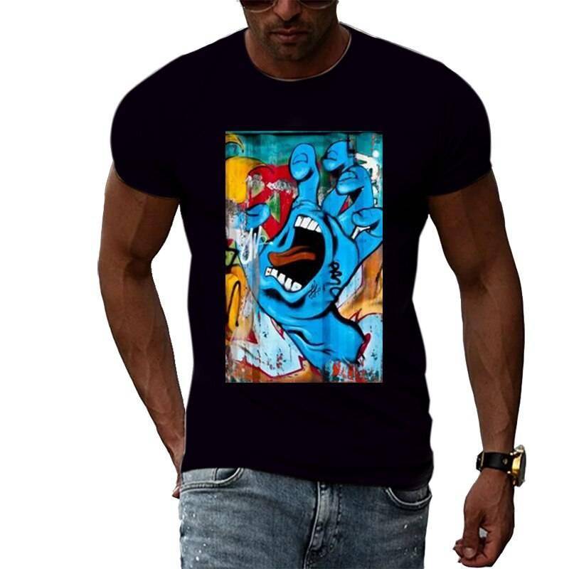 Zomer Mode 3D Graffiti Hip Hop Mannen T-shirt Trendly Toevallige Persoonlijkheid Afdrukken Tees Harajuku Straat O-hals Korte Mouwen Tops Zomer Mode 3D Graffiti Hip Hop Mannen T-shirt Trendly Toevallige Persoonlijkheid Afdrukken Tees Harajuku Straat O-hals Korte Mouwen Tops